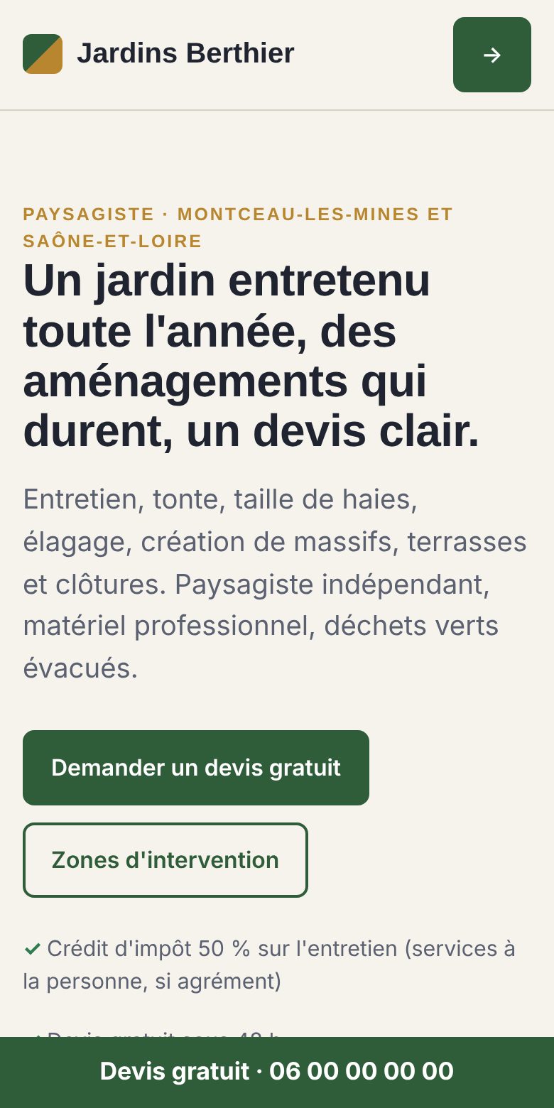 Exemple de site pour un paysagiste